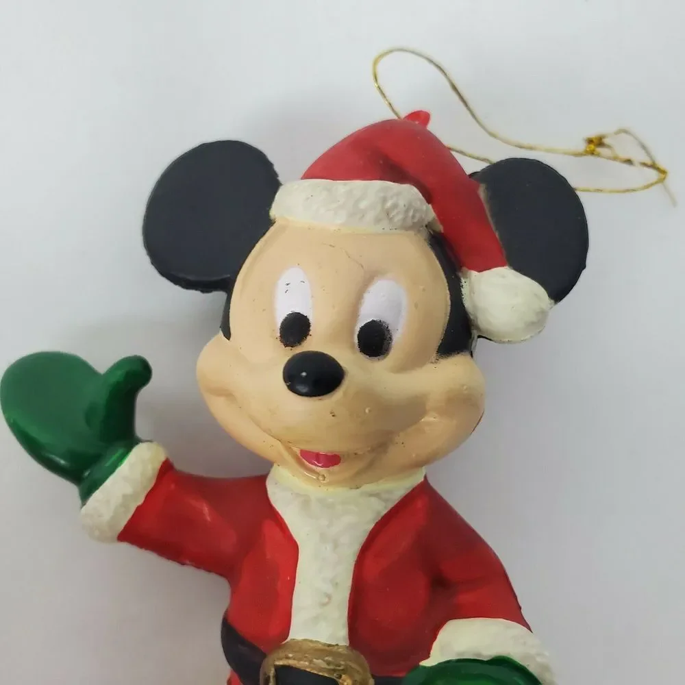 Vintage 80s Mickey Mouse Santa‎ Christmas Ornaments Walt Disney 4